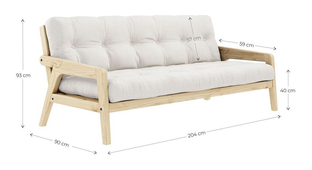 Grab Sovesofa, Brun lakeret fyrretræ, Brun fløjl - Unoliving.com