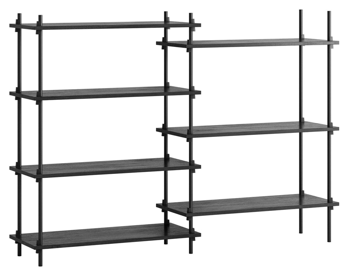 Shelving System, 2 fag, 7 hylder, H:115, Sort/sort - Unoliving.com