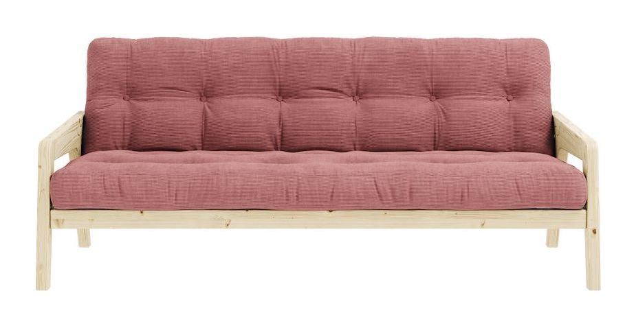 Grab Sovesofa, Lakeret fyrretræ, Sorbet Pink fløjl - Unoliving.com