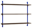 Wall Shelving, 1 fag, 3 hylder, H:65, Røget Eg/Blå - Unoliving.com