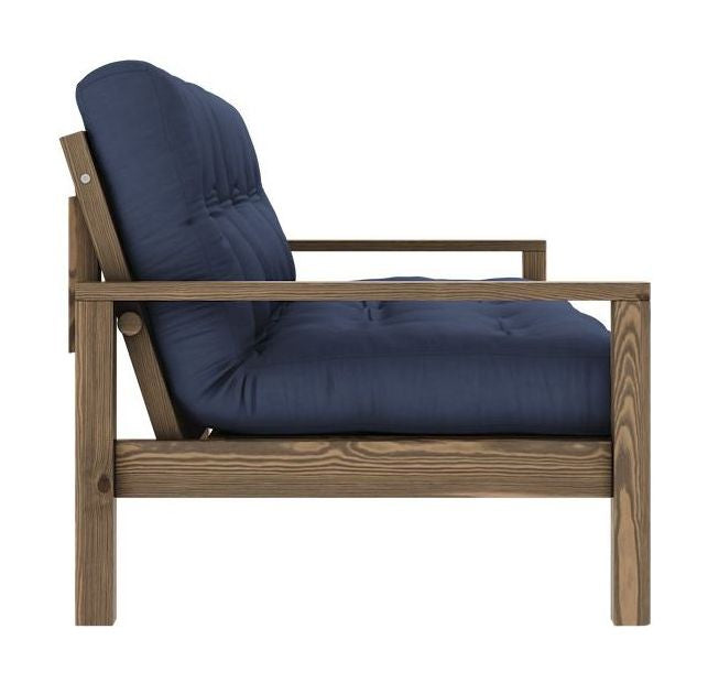 Knob Sovesofa, Brun lakeret fyrretræ, Navy - Unoliving.com