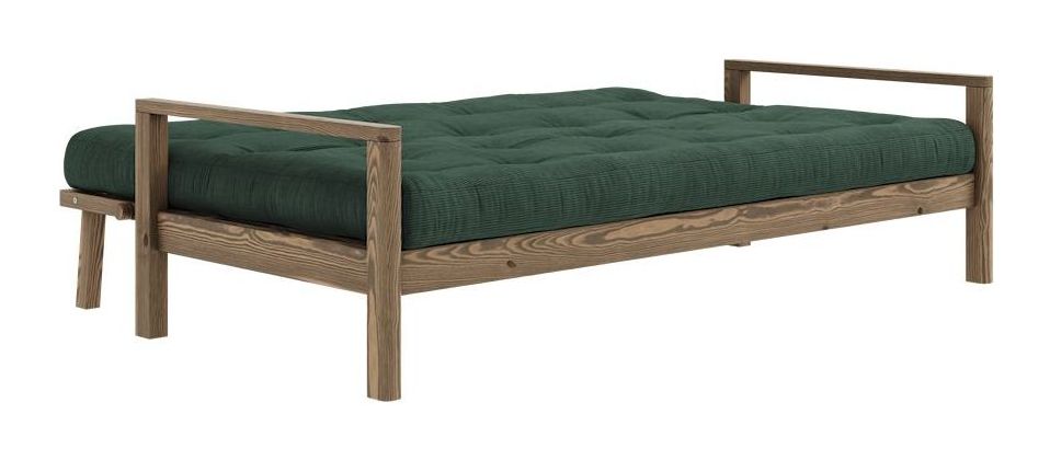 Knob Sovesofa, Brun lakeret fyrretræ, Seaweed fløjl - Unoliving.com