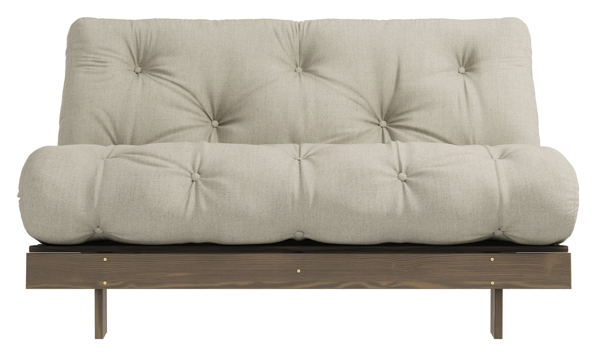 Roots 140 Sovesofa, Brun lakeret fyrretræ, Linen - Unoliving.com