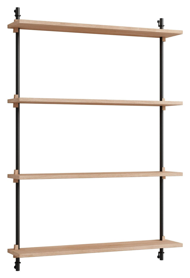 Wall Shelving, 1 fag, 4 hylder, H:115, Eg/Sort - Unoliving.com