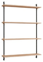 Wall Shelving, 1 fag, 4 hylder, H:115, Eg/Sort - Unoliving.com