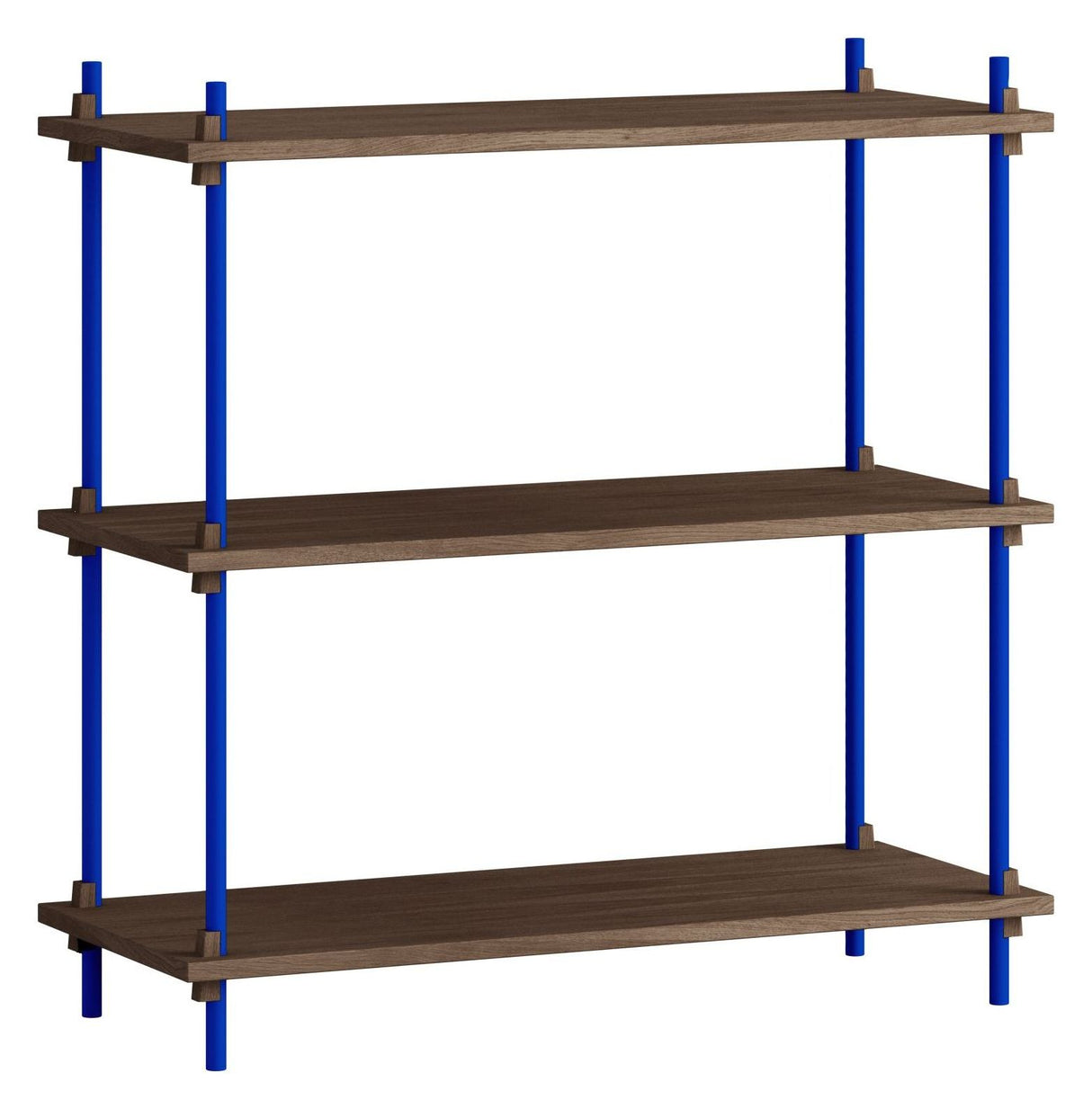 Shelving System, 1 fag, 3 hylder, H:85, Røget Eg/Blå - Unoliving.com