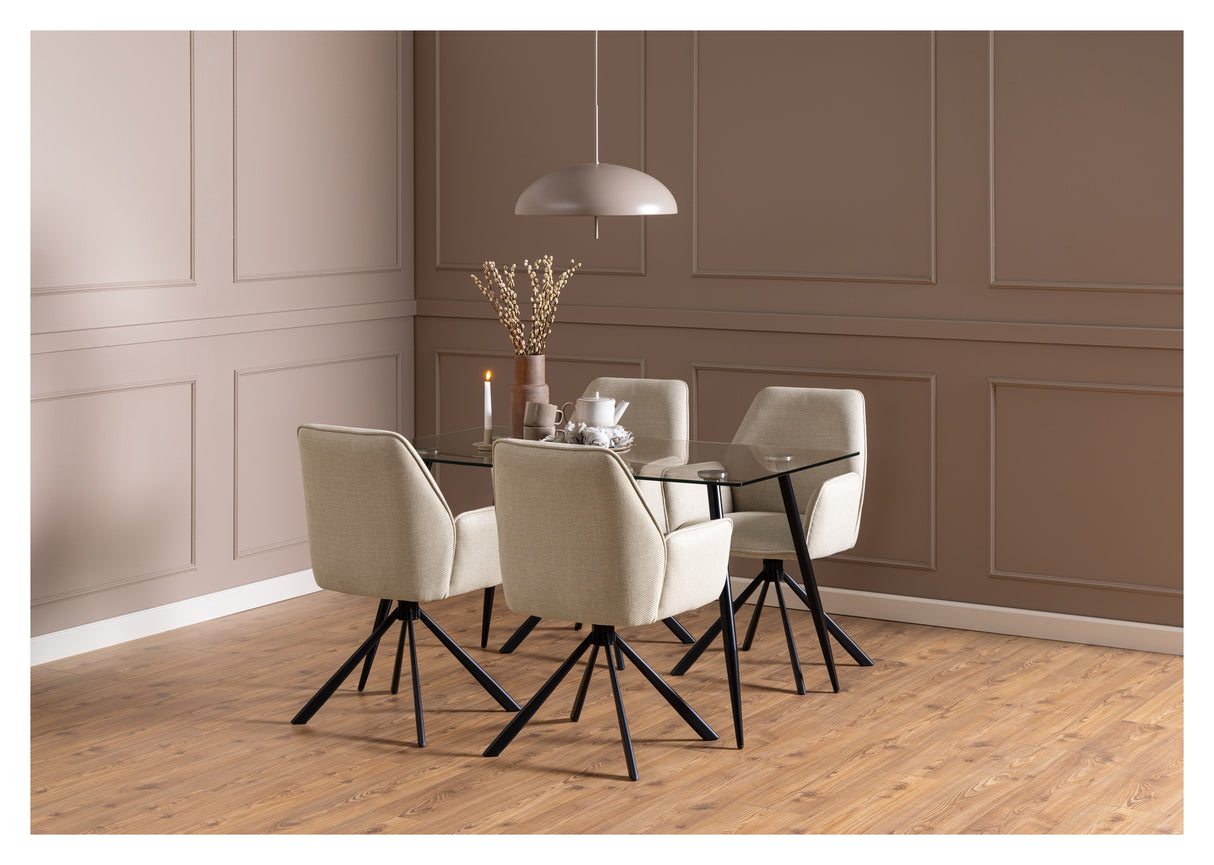 Glenda, spisebordsstol m/armlæn - beige - Unoliving.com