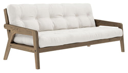 Grab Sovesofa, Brun lakeret fyrretræ, Offwhite - Unoliving.com