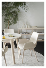 Taransay Spisebord, Beige travertin, Hvid pigm., Ø125 - Unoliving.com