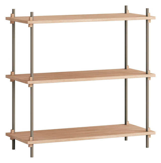 Shelving System, 1 fag, 3 hylder, H:85, Eg/Grå - Unoliving.com