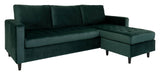 Firenze Sofa m. flytbar Chaiselong, Mørkegrøn Velour - Unoliving.com