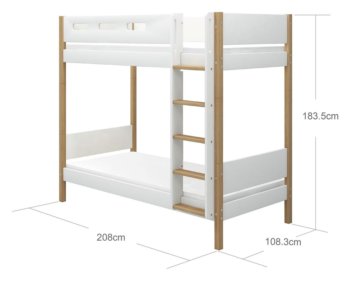 FLEXA Nor Køjeseng high hvid , 90x200 m. egeben - Unoliving.com