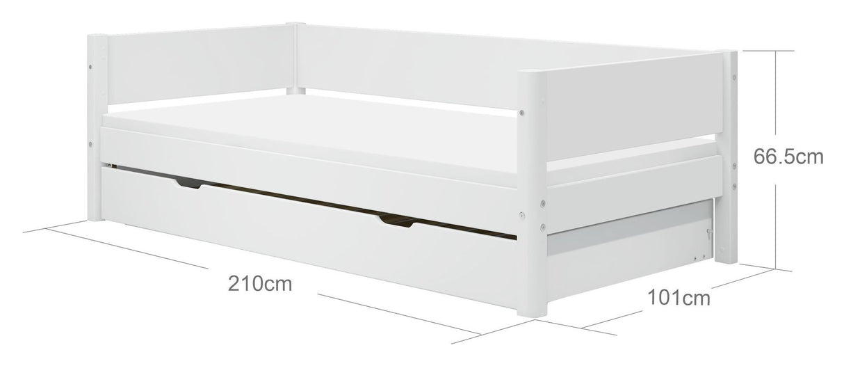 Flexa White Enkelt seng m. udtræksseng, 200x90