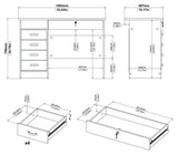 Function Skrivebord - Hvid m/5 skuffer - Unoliving.com