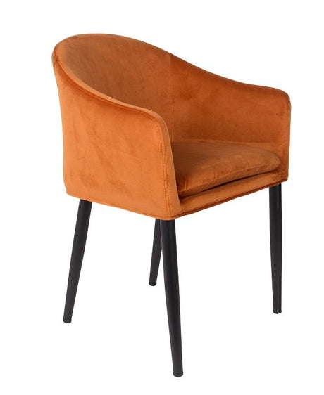 homii Catelyn Spisebordsstol m/armlæn, Orange velour - Unoliving.com