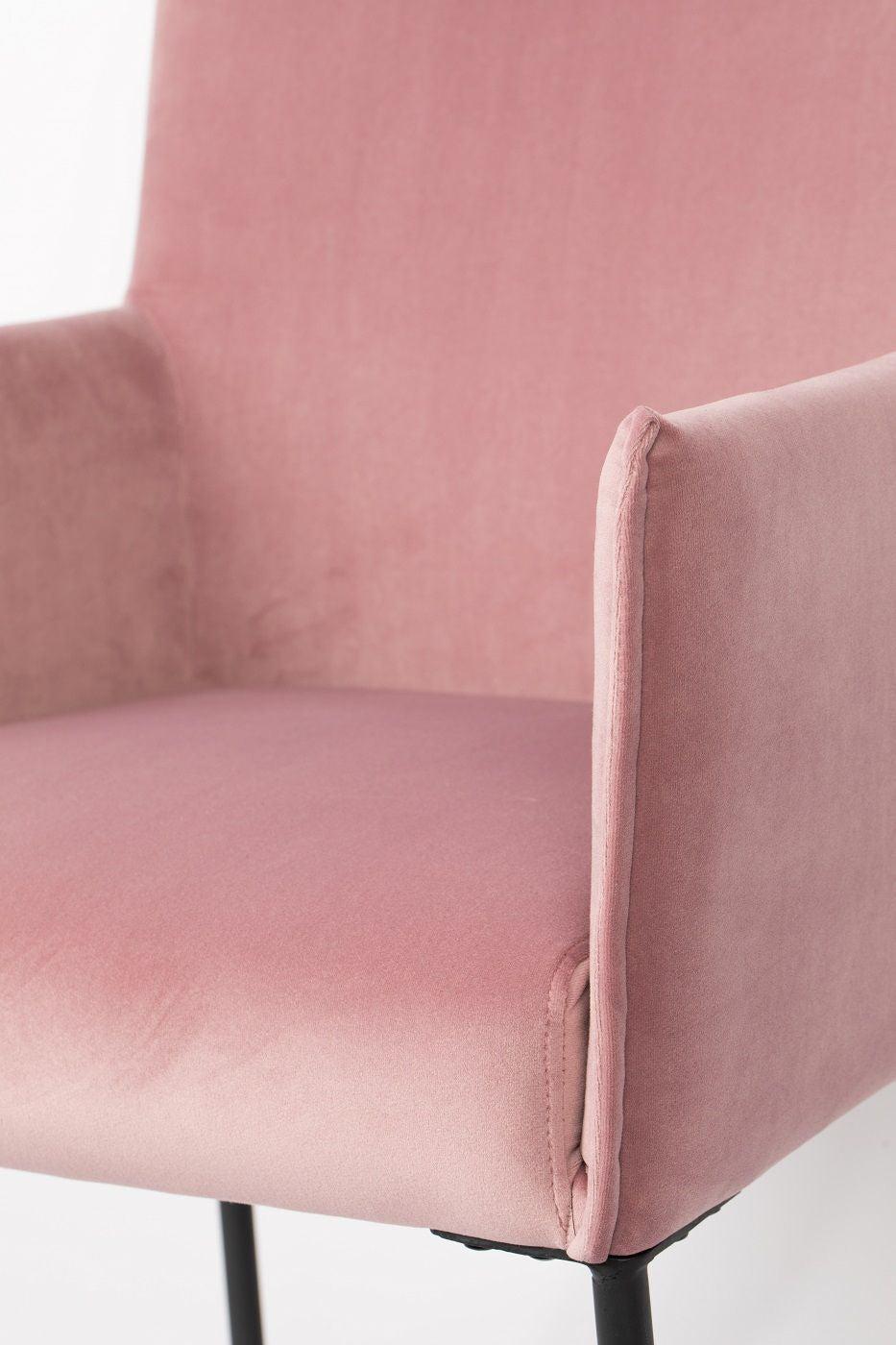 homii Dion Spisebordsstol m. armlæn, Pink Velour - Unoliving.com