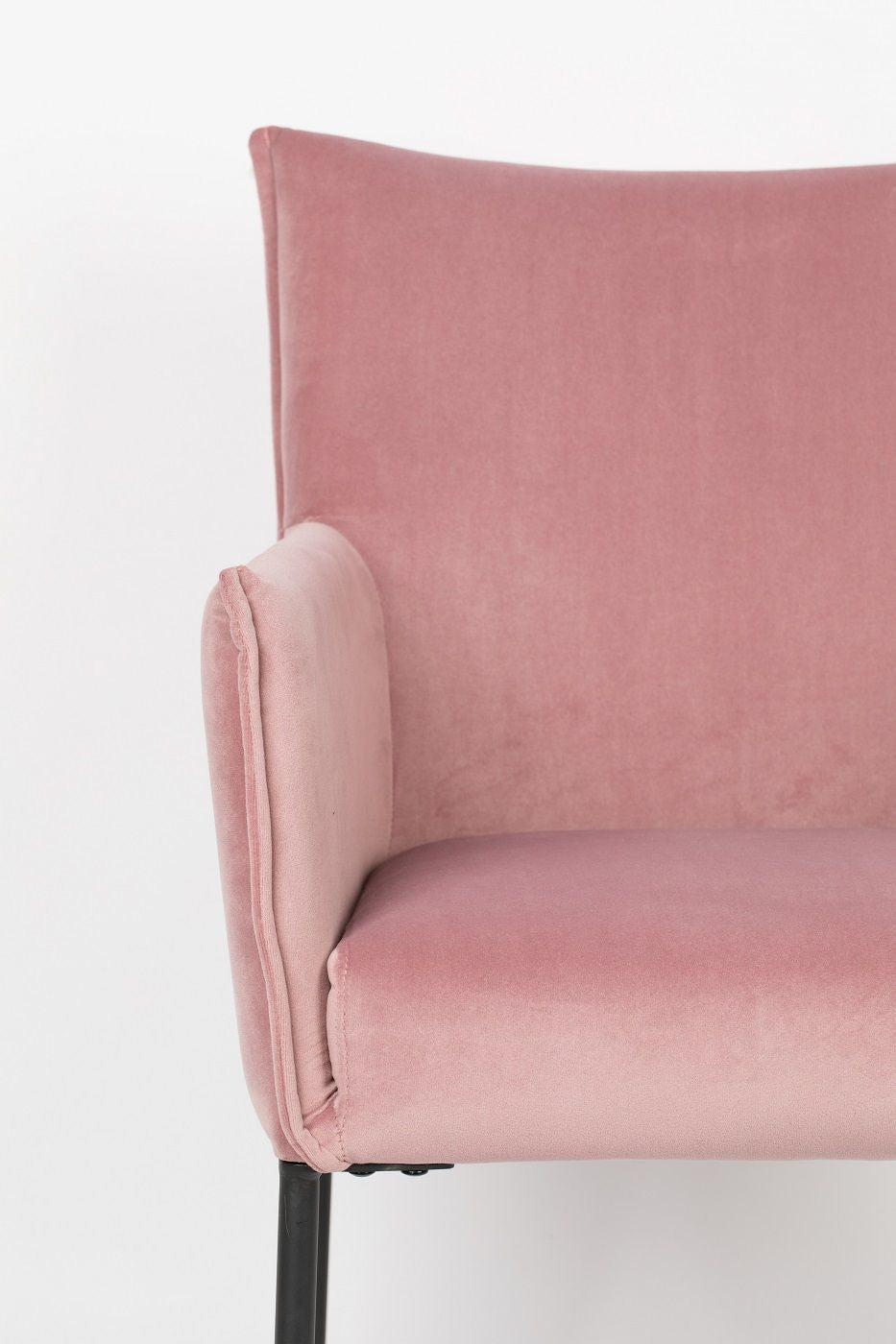 homii Dion Spisebordsstol m. armlæn, Pink Velour - Unoliving.com