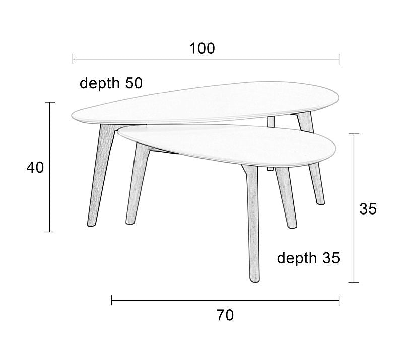 homii Drop Sidebord, Hvid/Natur - Unoliving.com