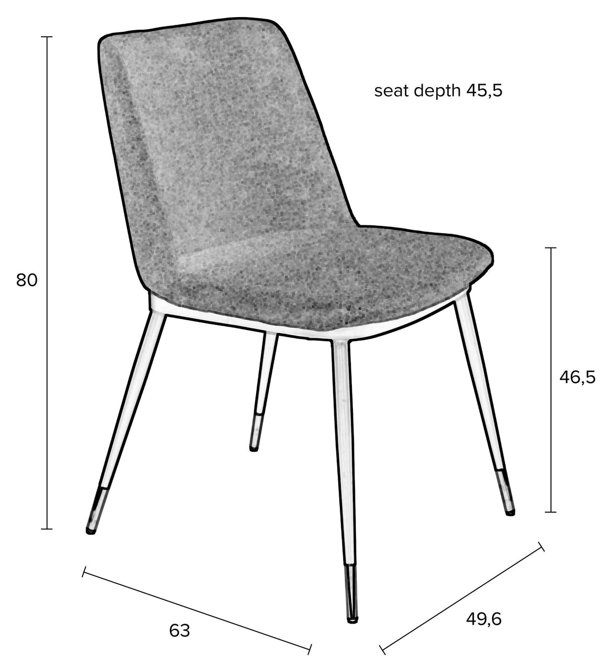 homii Lionel Spisebordsstol, Mørkegrå - Unoliving.com