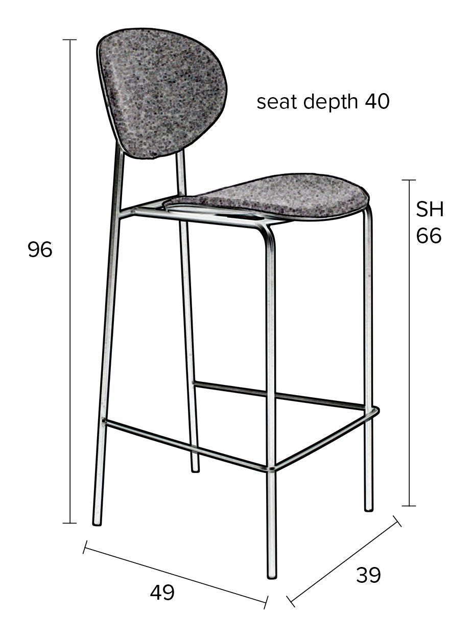 homii Donny barstol, Grå, SH: 66cm - Unoliving.com