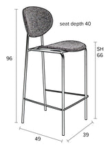 homii Donny barstol, Grå, SH: 66cm - Unoliving.com