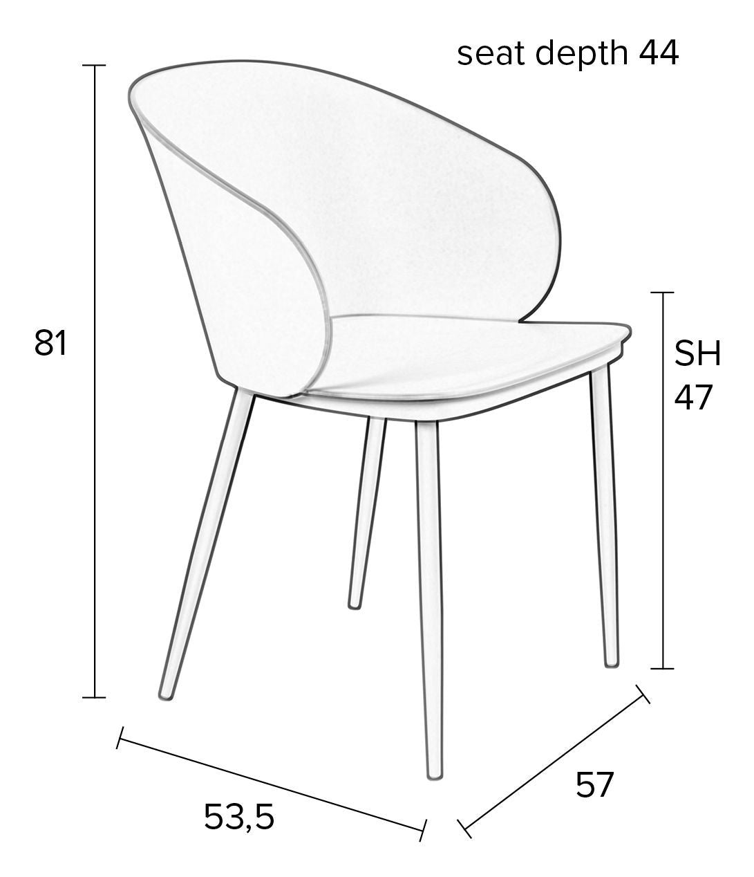 homii Gigi Spisebordsstol, Hvid - Unoliving.com