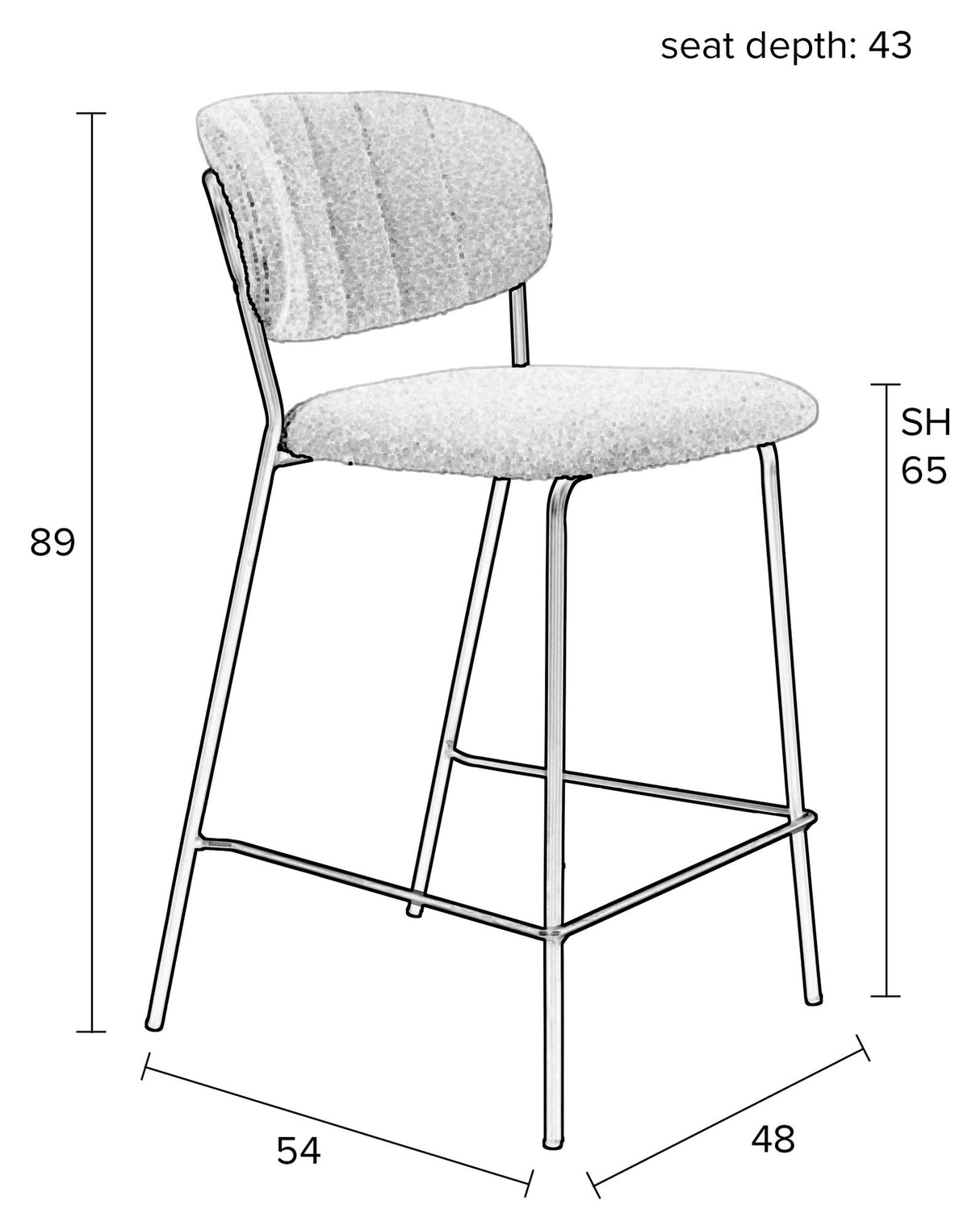 homii Jolien Counterstol, Hvid Bouclé - Unoliving.com