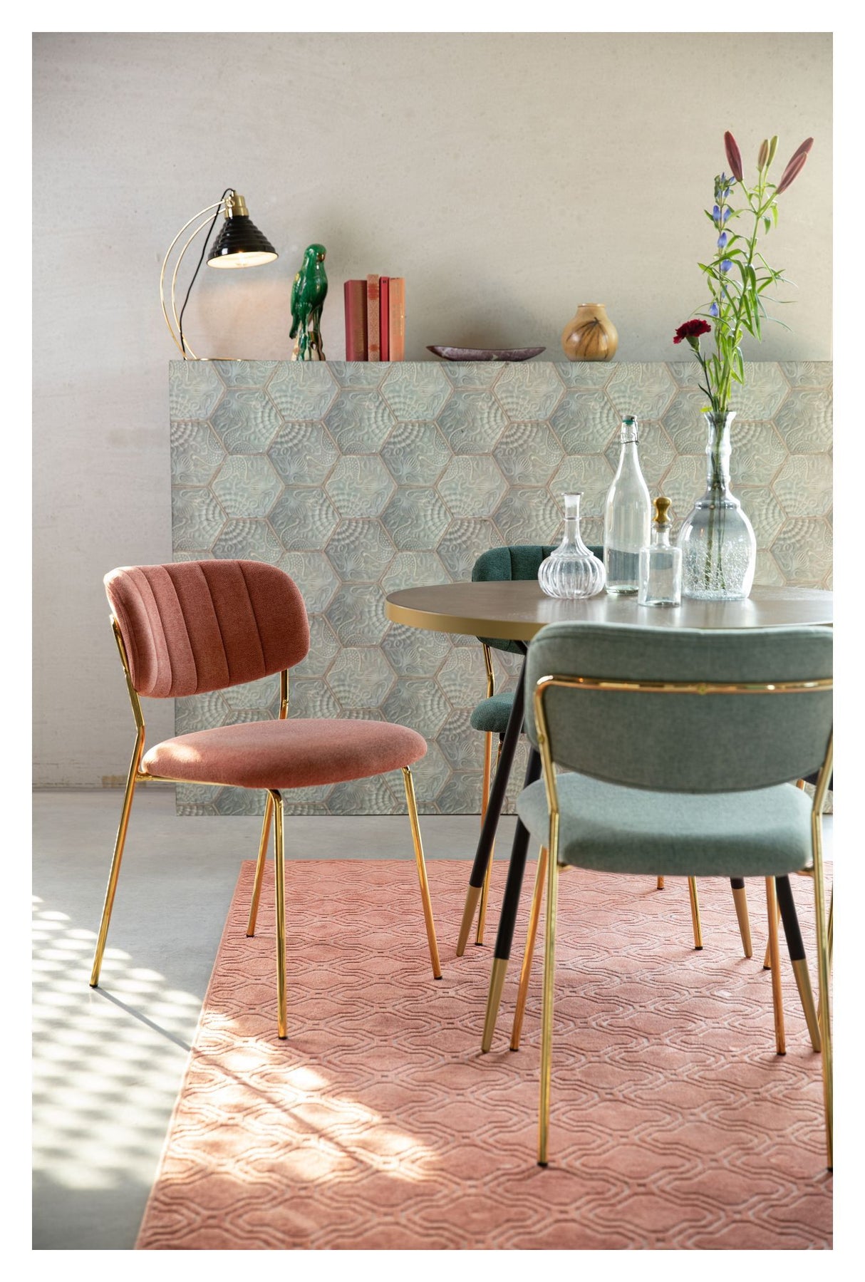 homii Jolien Spisebordsstol, Guld/Pink - Unoliving.com