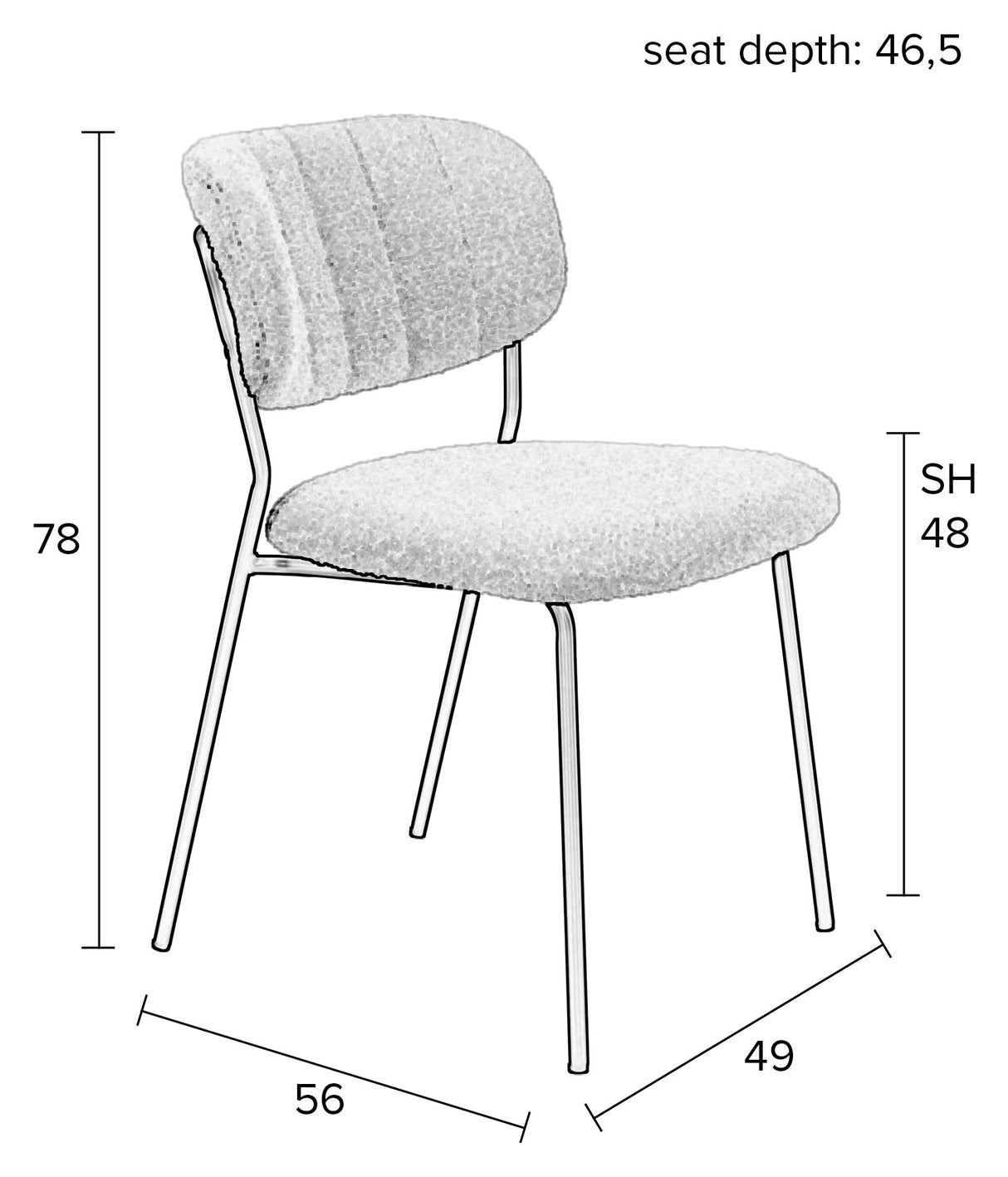 homii Jolien Spisebordsstol, Hvid Bouclé - Unoliving.com