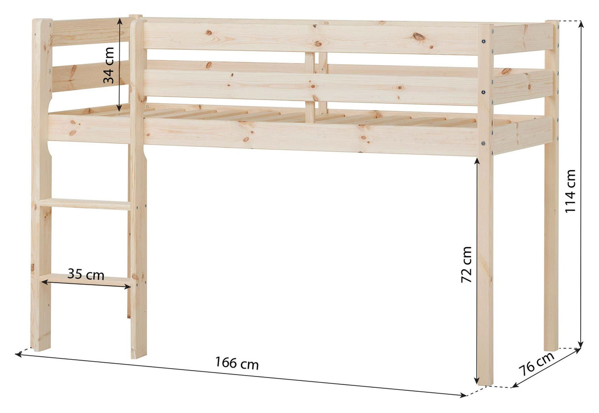 ECO Comfort halvhøj seng inkl. lamelbund 70x160 cm, Natur