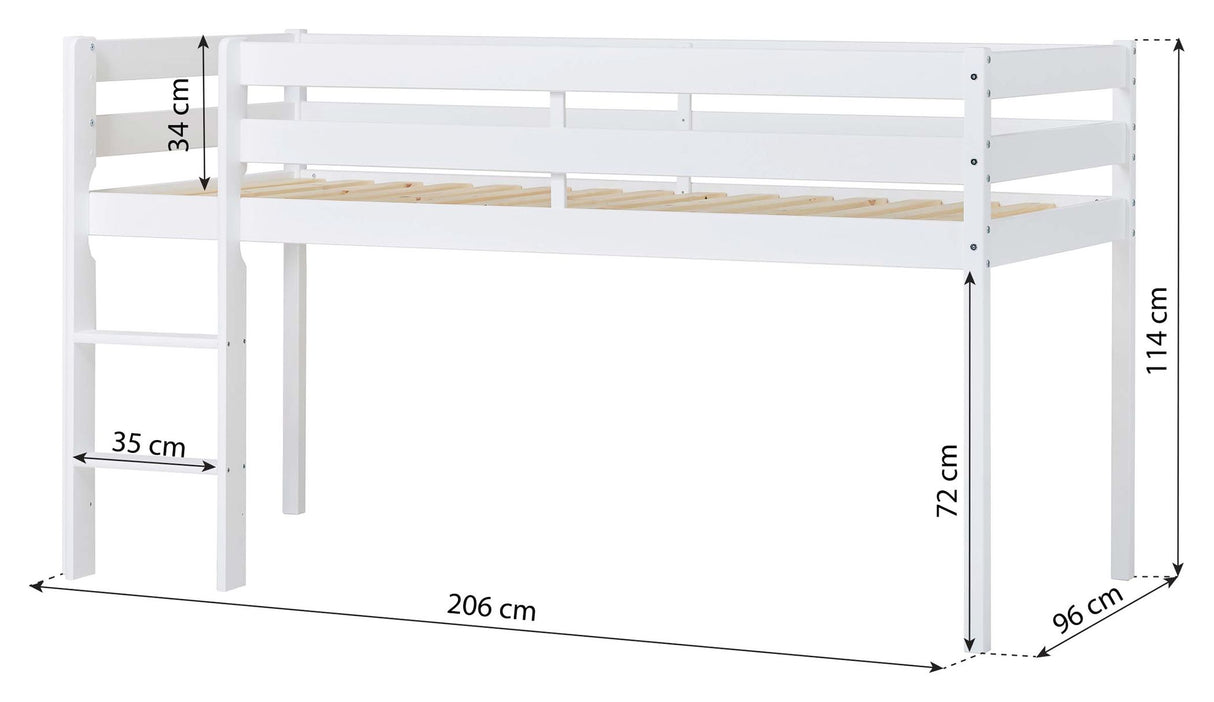 ECO Comfort halvhøj seng inkl. Lamelbund 90x200 cm, Hvid