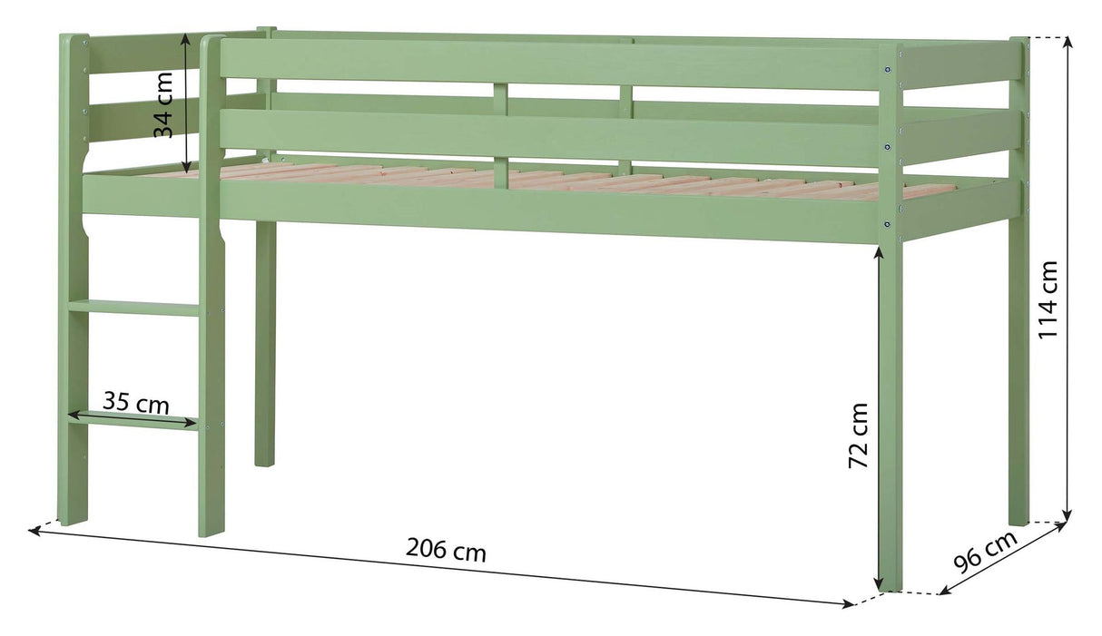 ECO Comfort halvhøj seng inkl. lamelbund 90x200 cm, Pale Green