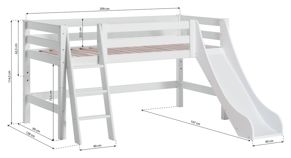 ECO Luxury Halvhøj seng n. rutsjebane og stige 90x200 - Unoliving.com