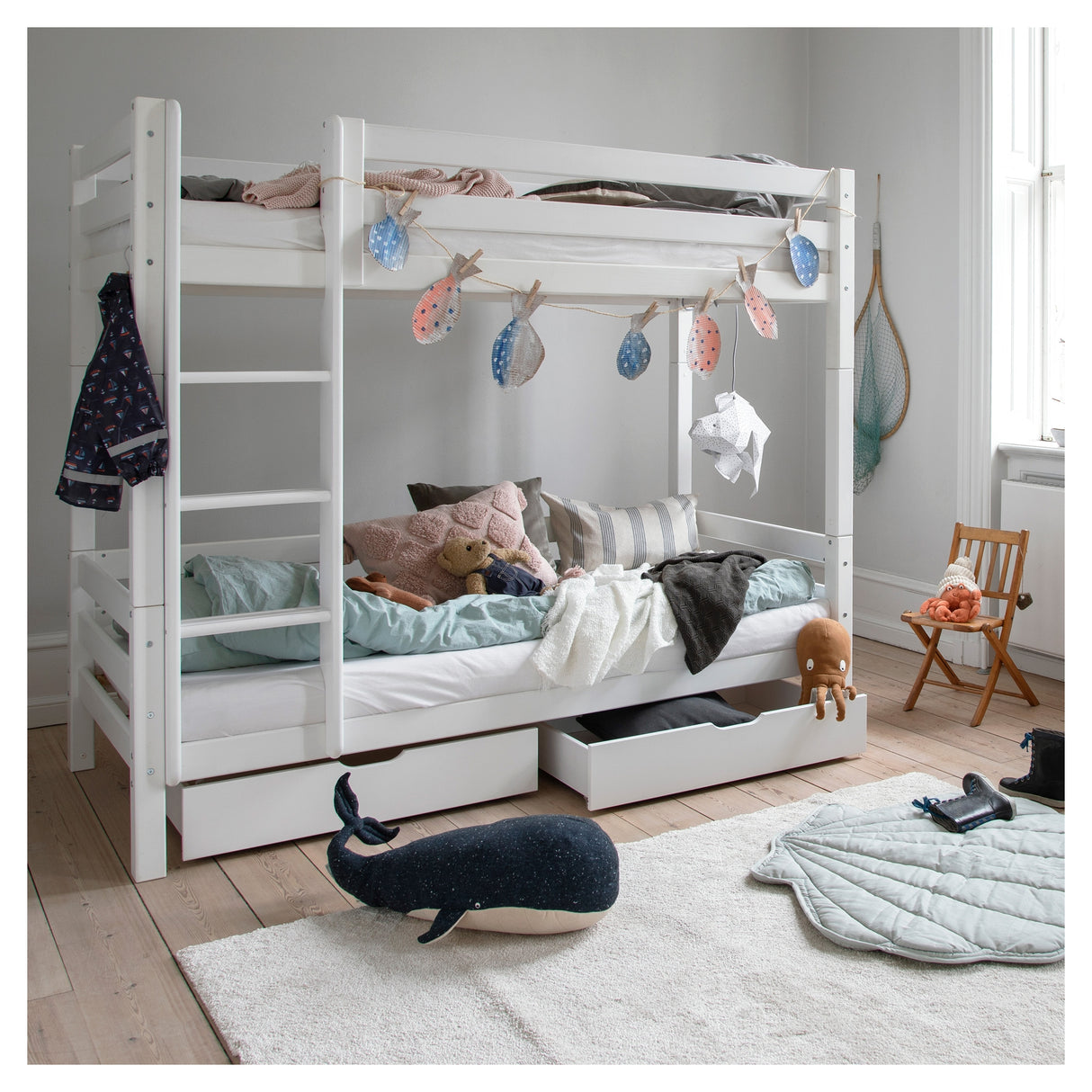 Hoppekids ECO Luxury Køjeseng sengehest 90x200 - Hvid - Unoliving.com