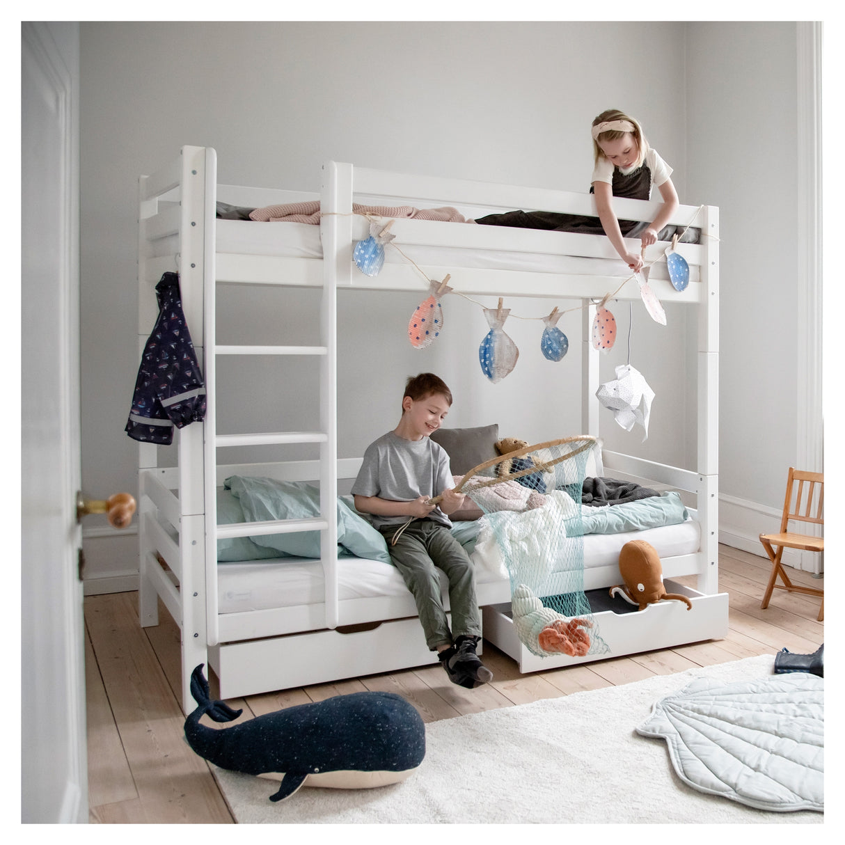 Hoppekids ECO Luxury Køjeseng sengehest 90x200 - Hvid - Unoliving.com