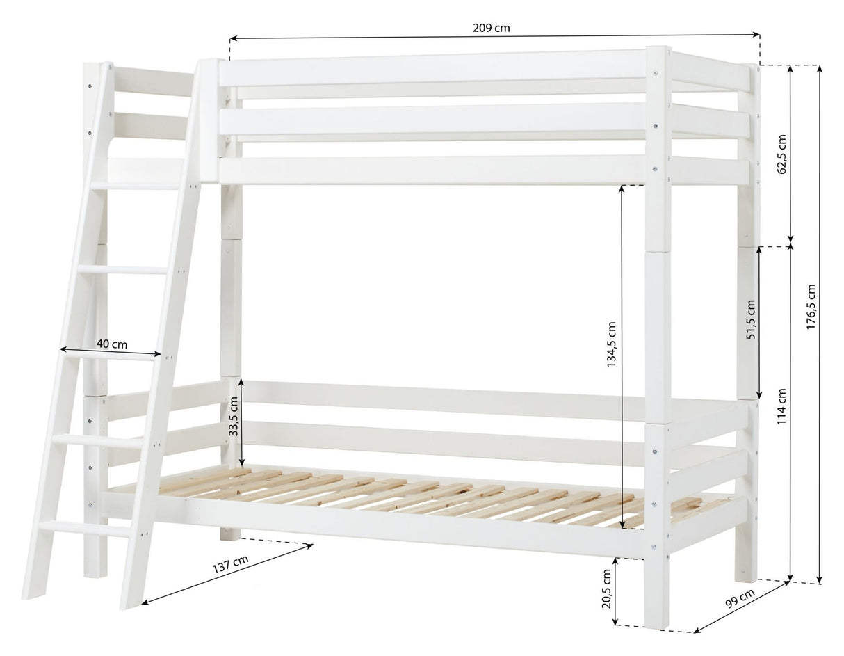 ECO Luxury Køjeseng m. stige 90x200, Hvid - Unoliving.com