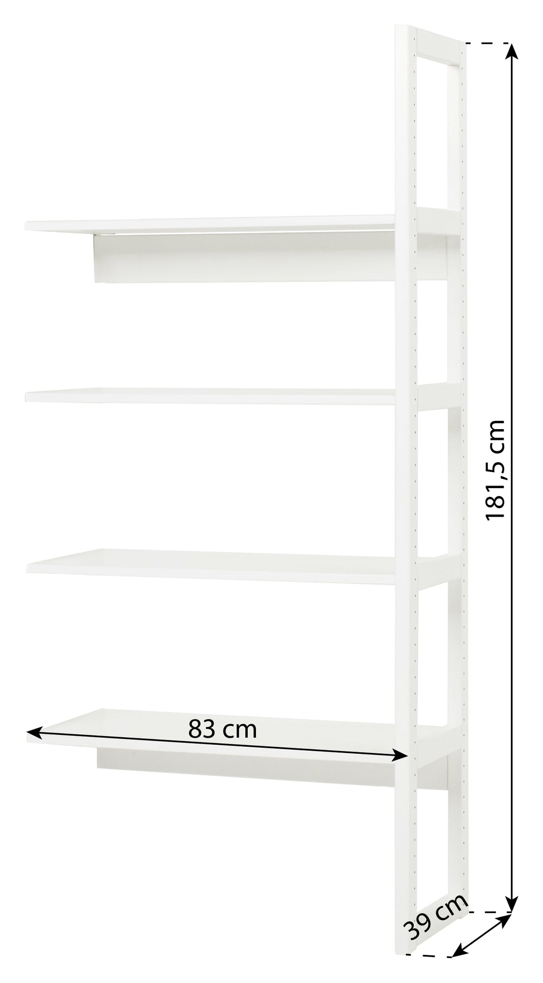 Hoppekids Storey Reol - 1/2 sektion m. 4 hylder - 80 cm - Unoliving.com