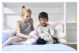 Hoppekids Storey Reol - 2 sektioner m/4 hylder, skriveplade og seng - Unoliving.com