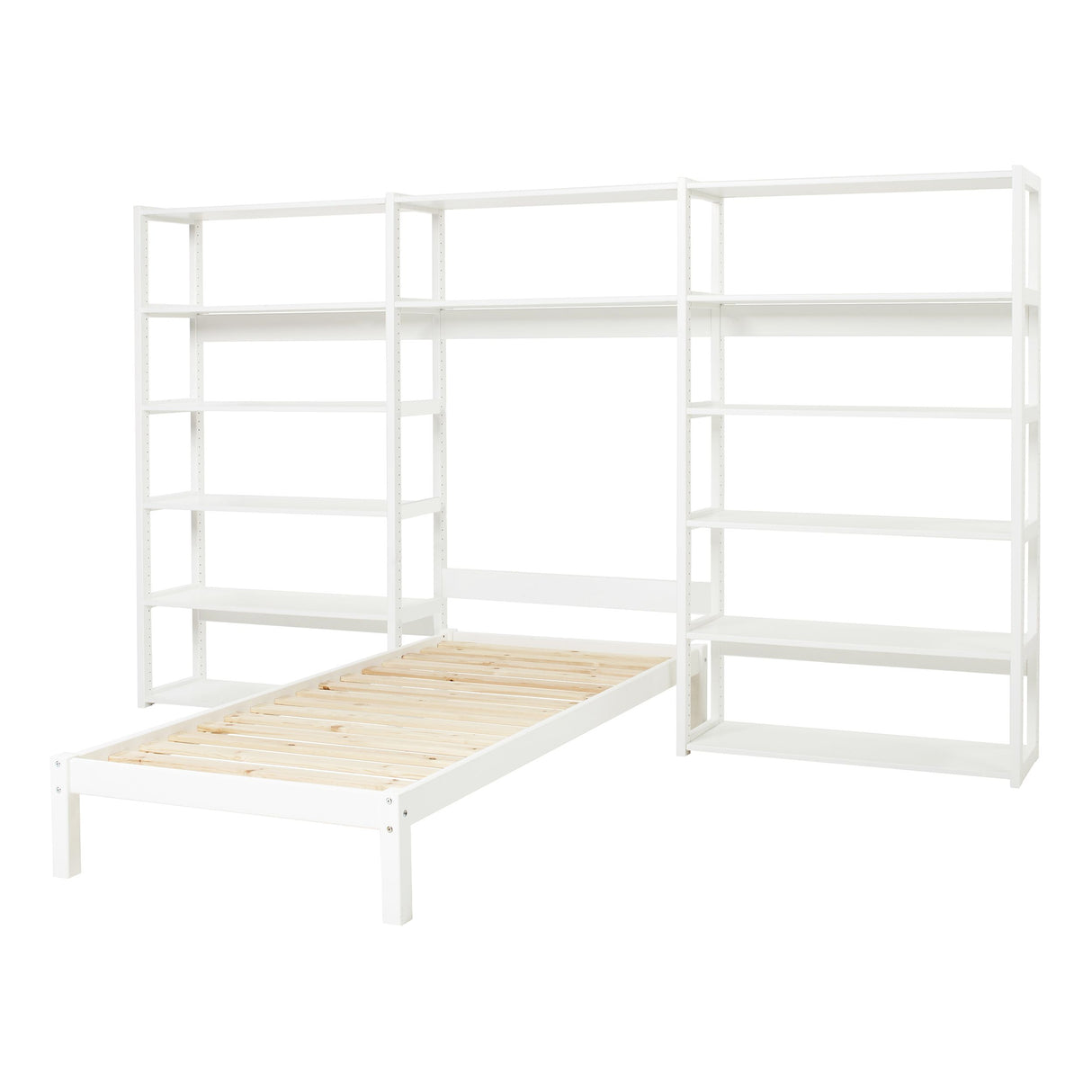 Hoppekids Storey Reol - 3 sektioner m/14 hylder og seng 200x90 - Unoliving.com