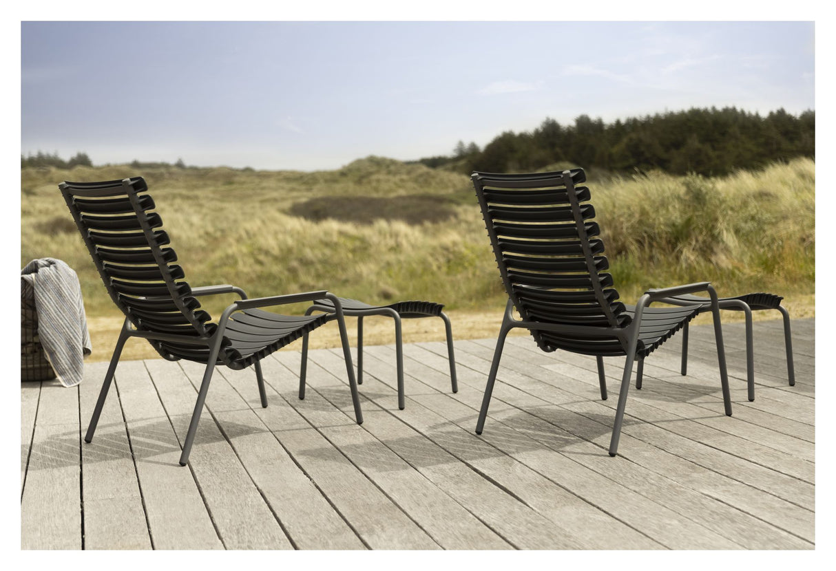 ReCLIPS Loungestol m. alu lameller, alu. arm, Sort - Unoliving.com