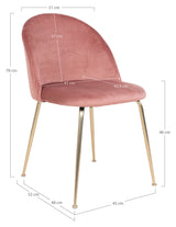 Geneve Spisebordsstol, Rosa velour - Unoliving.com