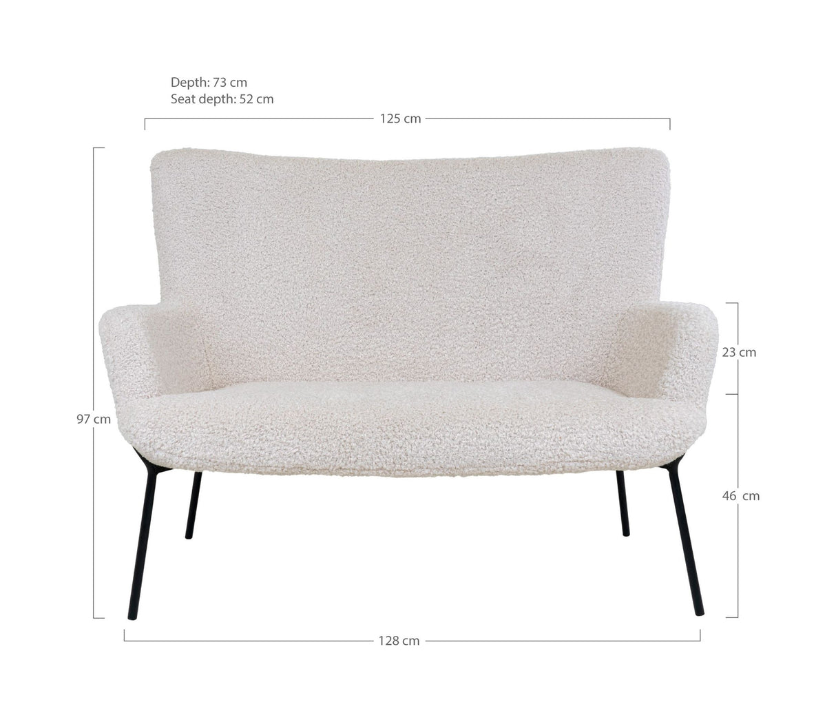 Glasgow 2-pers. Sofa m. Kunstigt Lammeskind, Hvid - Unoliving.com