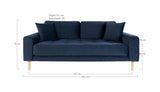 Lido 2,5-pers. Sofa, Mørkeblåt Velour - Unoliving.com