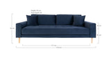 Lido 3-pers. Sofa, Mørkeblåt Velour - Unoliving.com