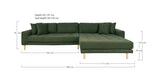 Lido Lounge Sofa m. 4 puder, højrevendt, Olivengrøn - Unoliving.com