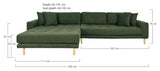 Lido Lounge Sofa m. 4 puder, venstrevendt, Olivengrøn - Unoliving.com