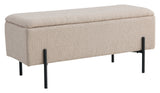 Watford Bænk m. opbevaring, Beige bouclé, 95x36,5x46 - Unoliving.com