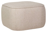 Hübsch Cube Puf 57x57, Beige stof - Unoliving.com