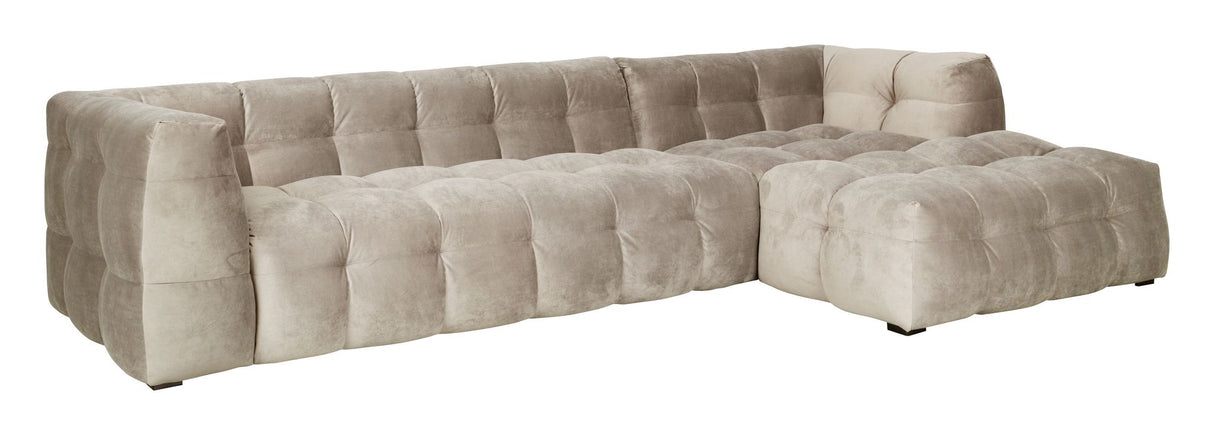 Hudson 3-pers. Sofa m. chaiselong, højre - Beige Velour - Unoliving.com