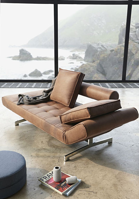 Ghia Chrome Sovesofa, Fanual/Brown - Unoliving.com